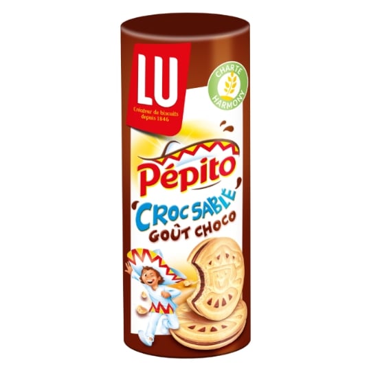 Biscuits fourrés au chocolat au lait Croc Sablé Pepito LU 294 g X 18 unité