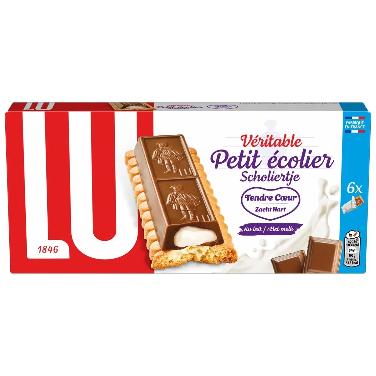 Petit écolier Tendre Cœur au lait 120 g X 12 unité