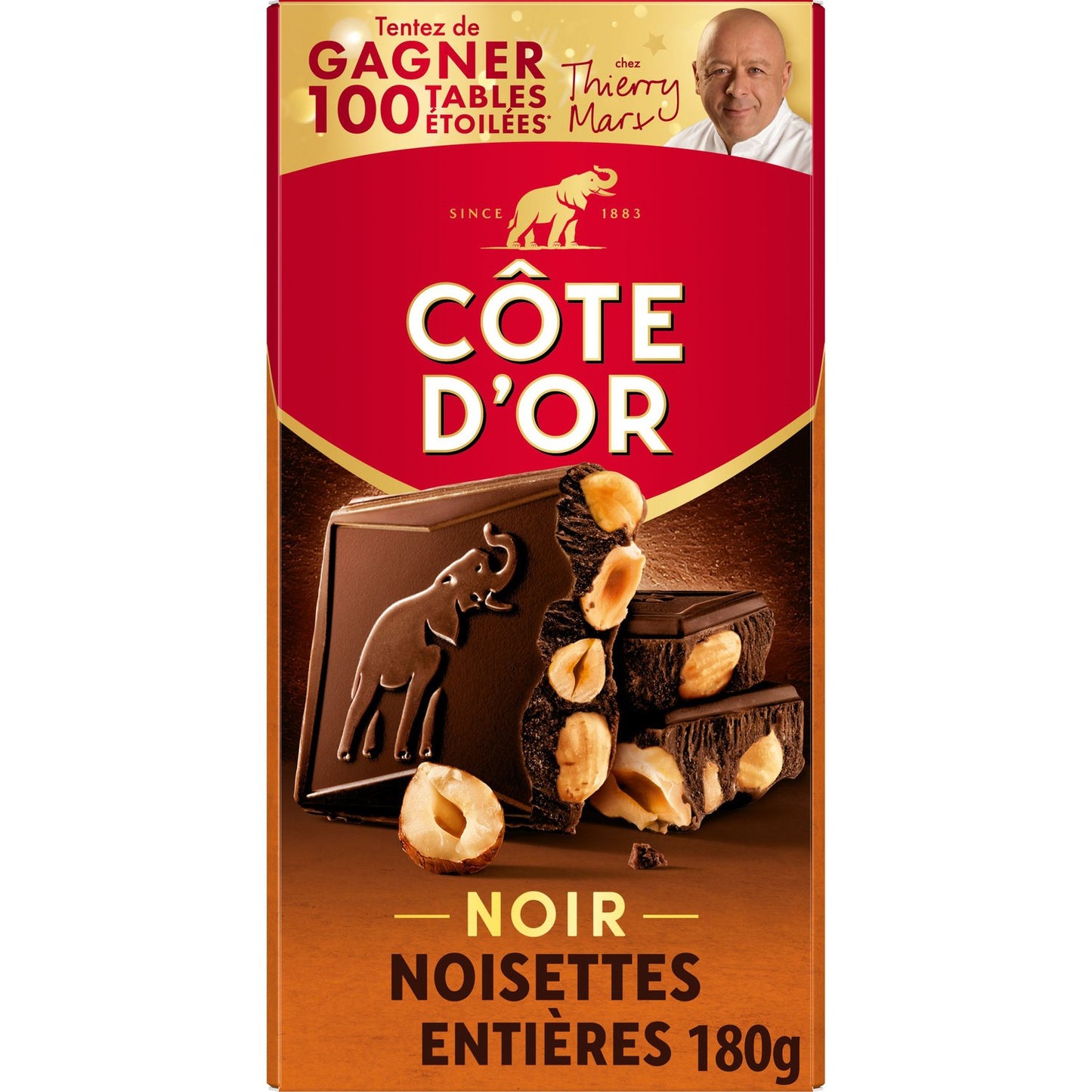 Tablette de Chocolat Noir Noisettes Entières COTE D'OR
La tablette de 180 g X 16