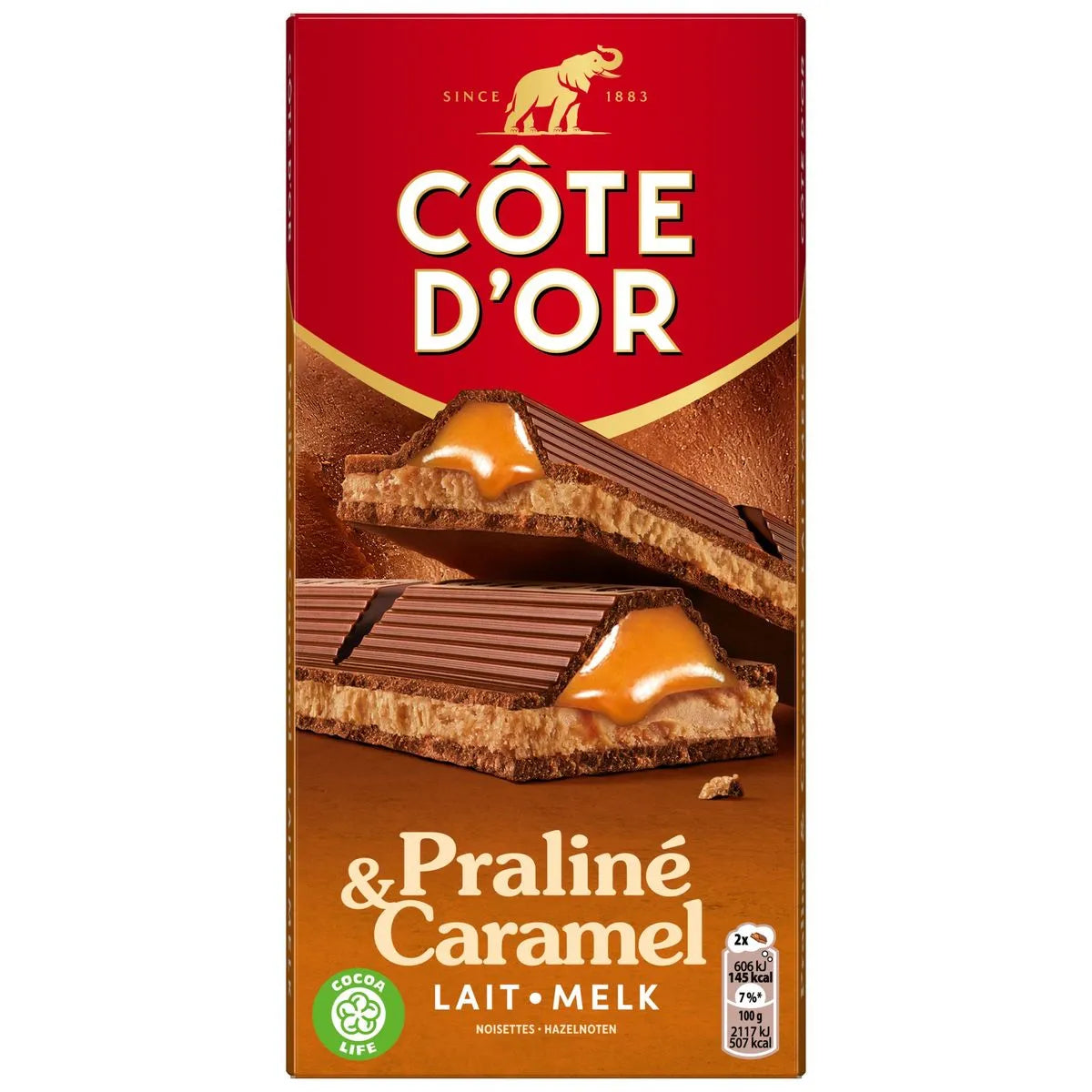 Tablette de Chocolat Lait Praliné Caramel COTE D'OR
La tablette de 200 g X 16