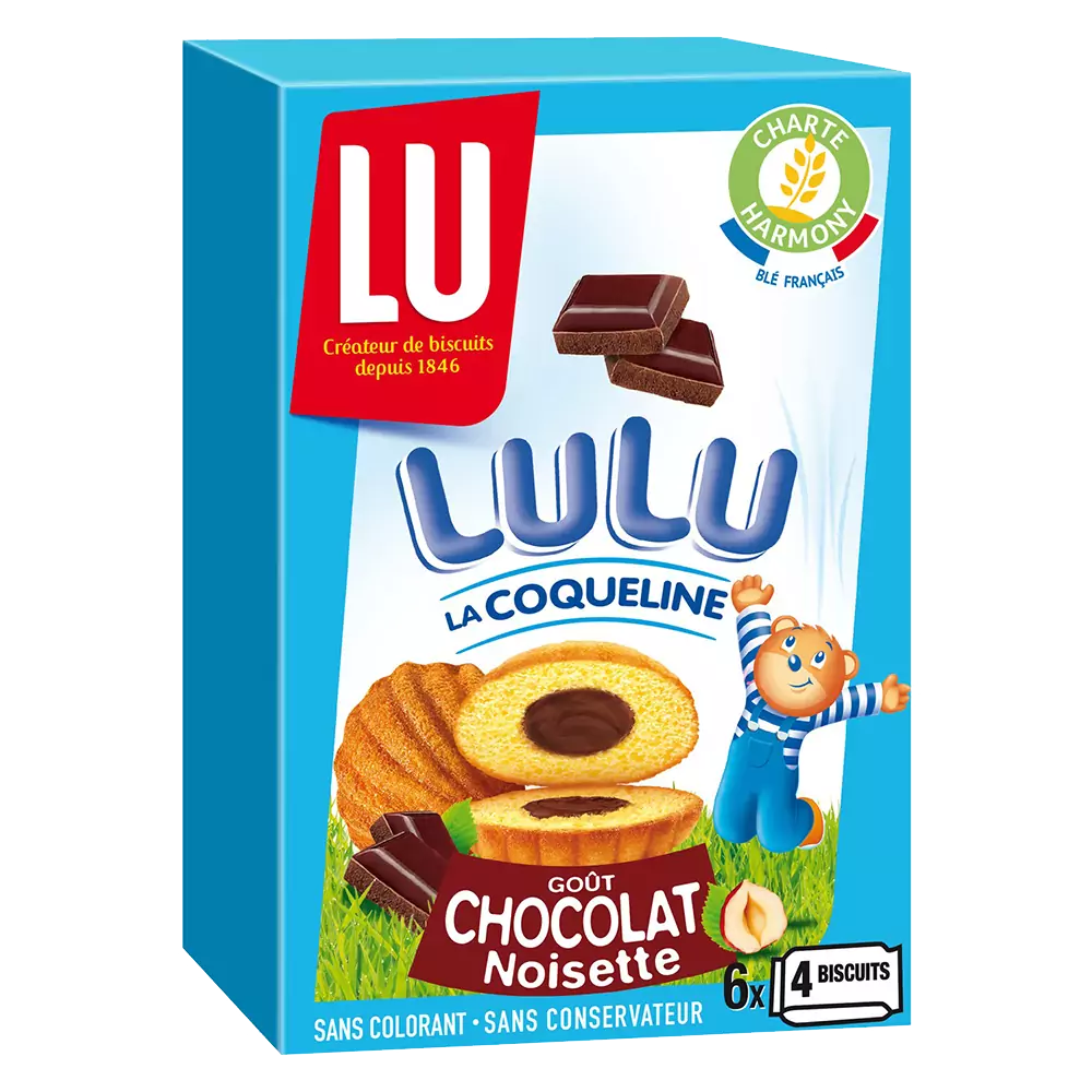 Lulu La Coqueline goût chocolat noisettes 165 g X 16 unité