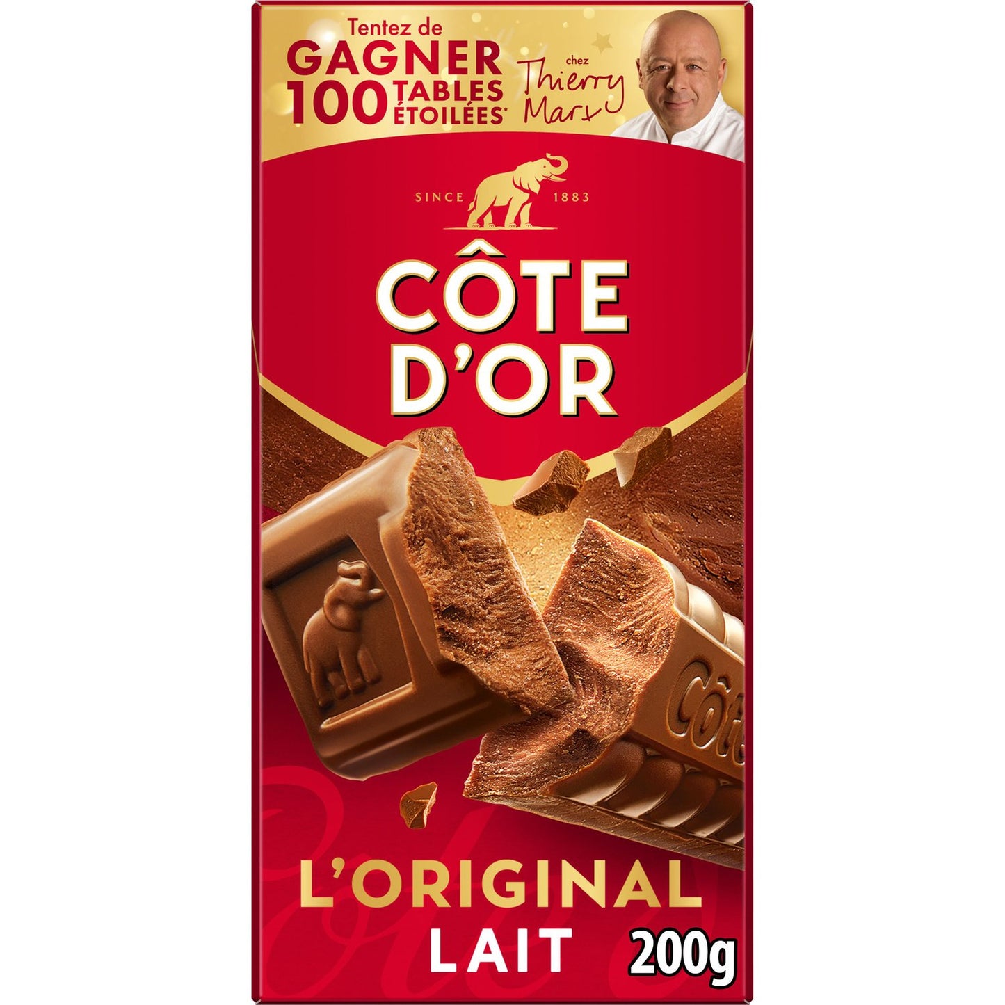 Tablette de Chocolat Lait L'original COTE D'OR
La tablette de 200 g X 18