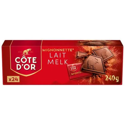COTE D'OR Carrés Chocolats Lait 
 mignonnettes - 240 g X 12