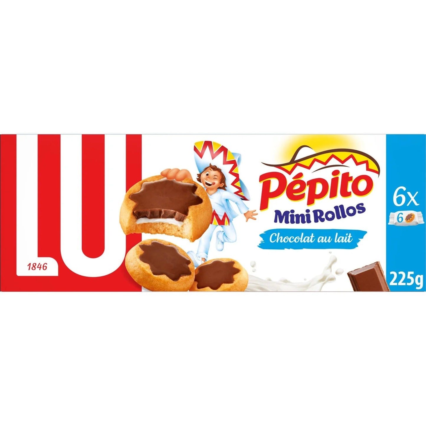 Biscuits fourrés et nappés au chocolat au lait Mini Rollos Pepito LU 225 g X 16 unité