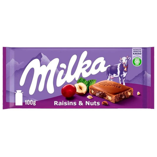 MILKA RAISIN & NUT ALPINE MILK CHOCOLATE 100G