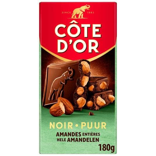 Tablette de Chocolat Noir Amandes Entières COTE D'OR La tablette de 180 g — emballage à l’unité