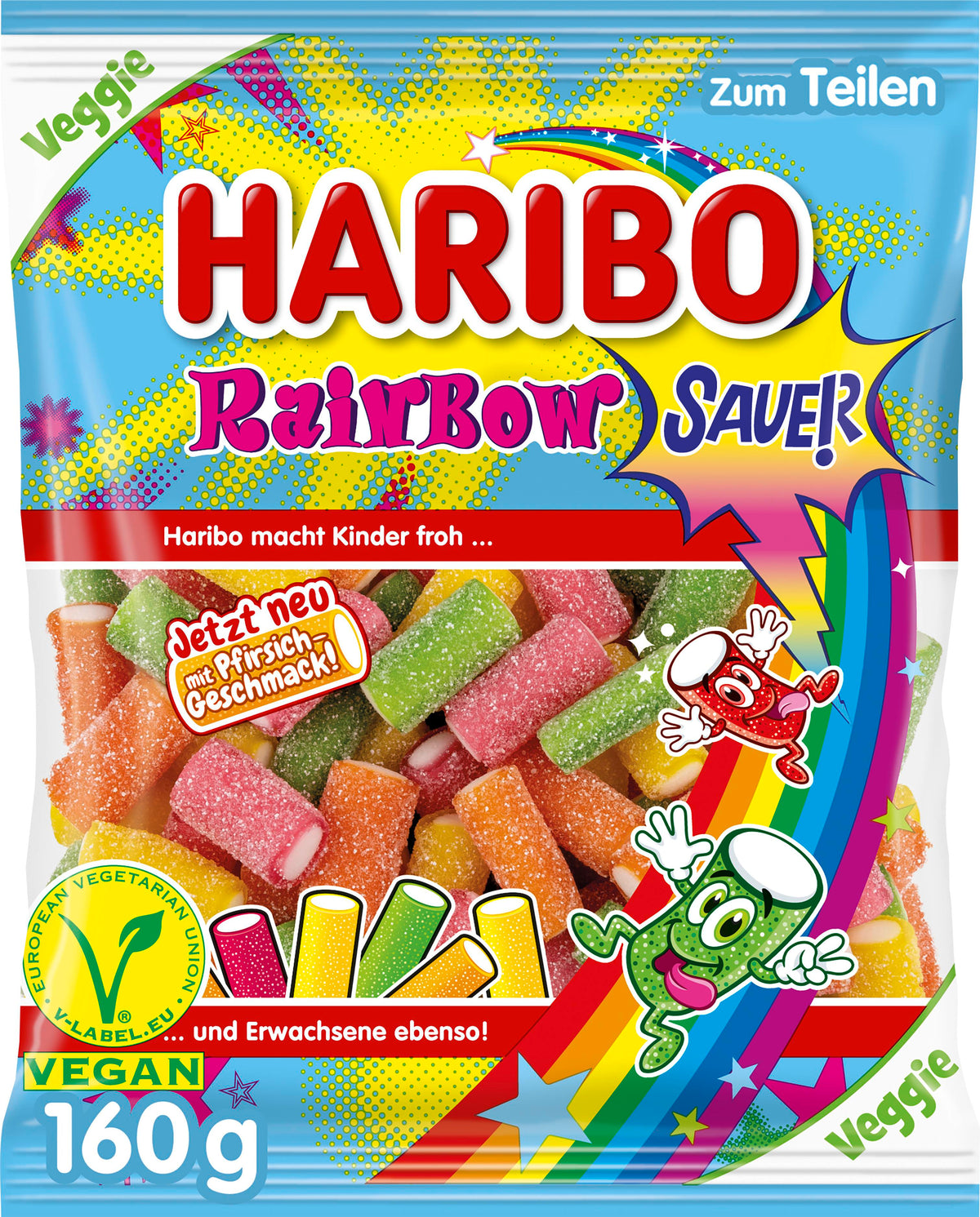 Haribo Rainbow Fizz 160G × 22 Veggie — unité de vente