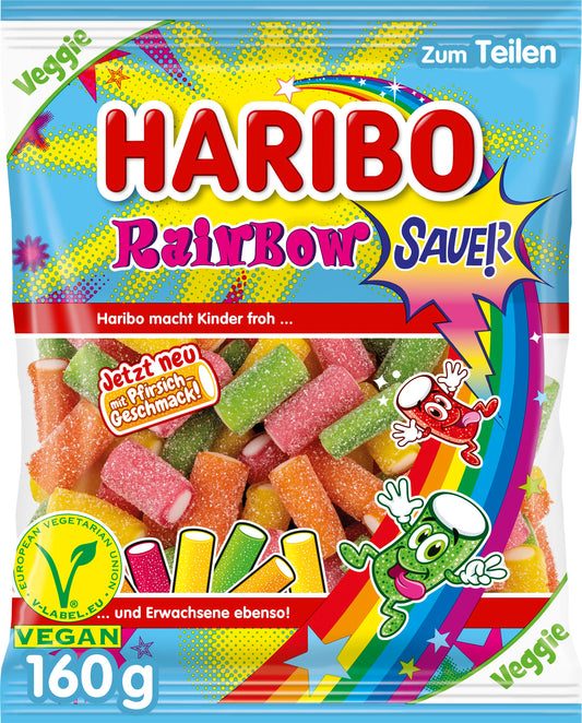 Haribo Rainbow Fizz 160G × 22 Veggie — unité de vente