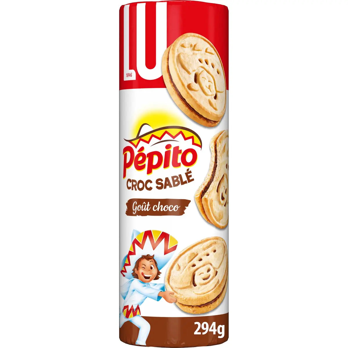 Biscuits fourrés au chocolat au lait Croc Sablé Pepito LU 294 g — emballage à l’unité